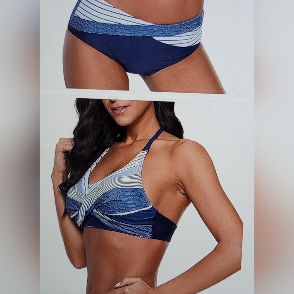 NWOT lines of design angled slimming bust enhancing bikini swim suit halter - Picture 3 of 11
